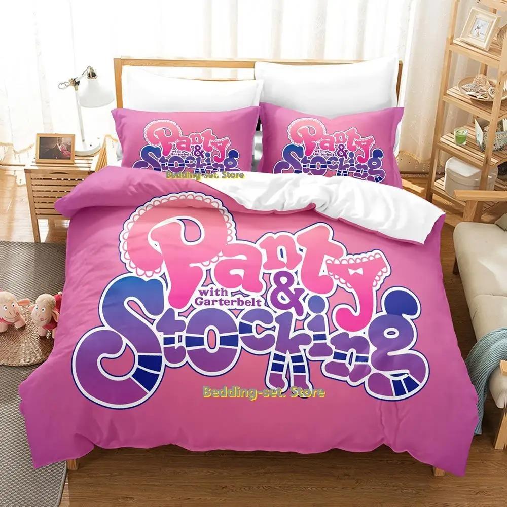 Panty Stocking Bedding Set Single Twin Full Queen King Size Bed Set Adult Kid Bedroom Duvetcover Sets Print Anime Bed Sheet Set Tool