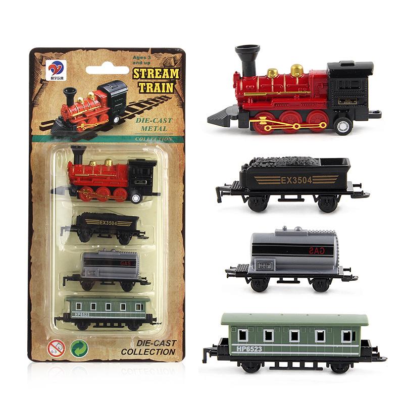 English Version Of The Alloy Car Model, Retro Steam Pull-Back Simulation Train, Children'S Toy Car Can Be Spliced At Will