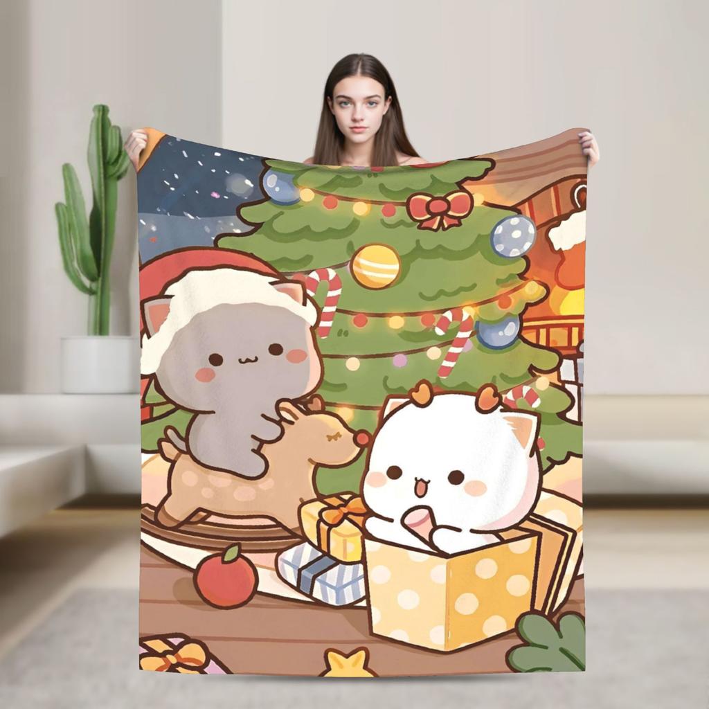Bubu Dudu Merry Christmas Soft Warm Blankets Airplane Travel Plush Throw Blanket Funny Bedroom Flannel Bedspread Sofa Bed Cover