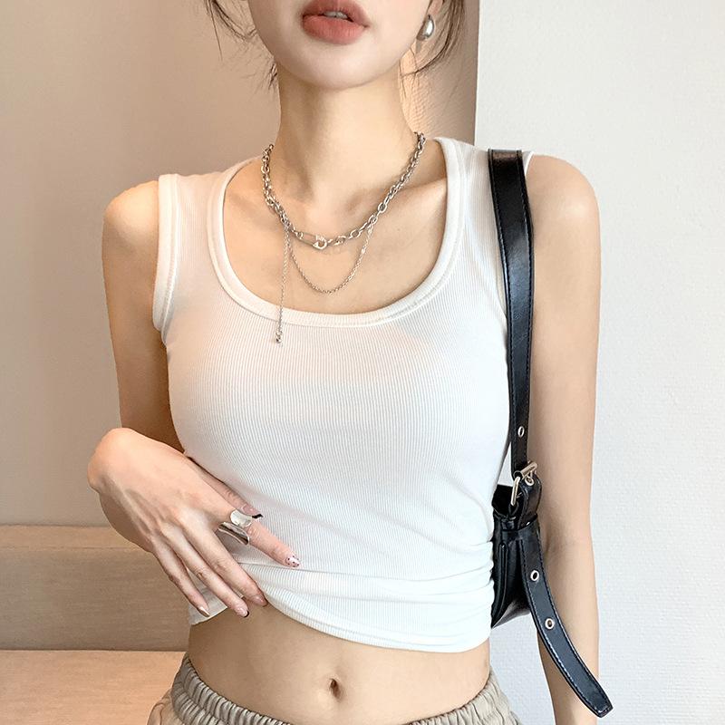 Elegance Vestă Elegantă H231 Mică Maiou Cămașă de Fund Inerior Fără Mâneci Topuri Femei Vară Exterior Secțiunea Scurtă a Cămașei de Fund Tricou