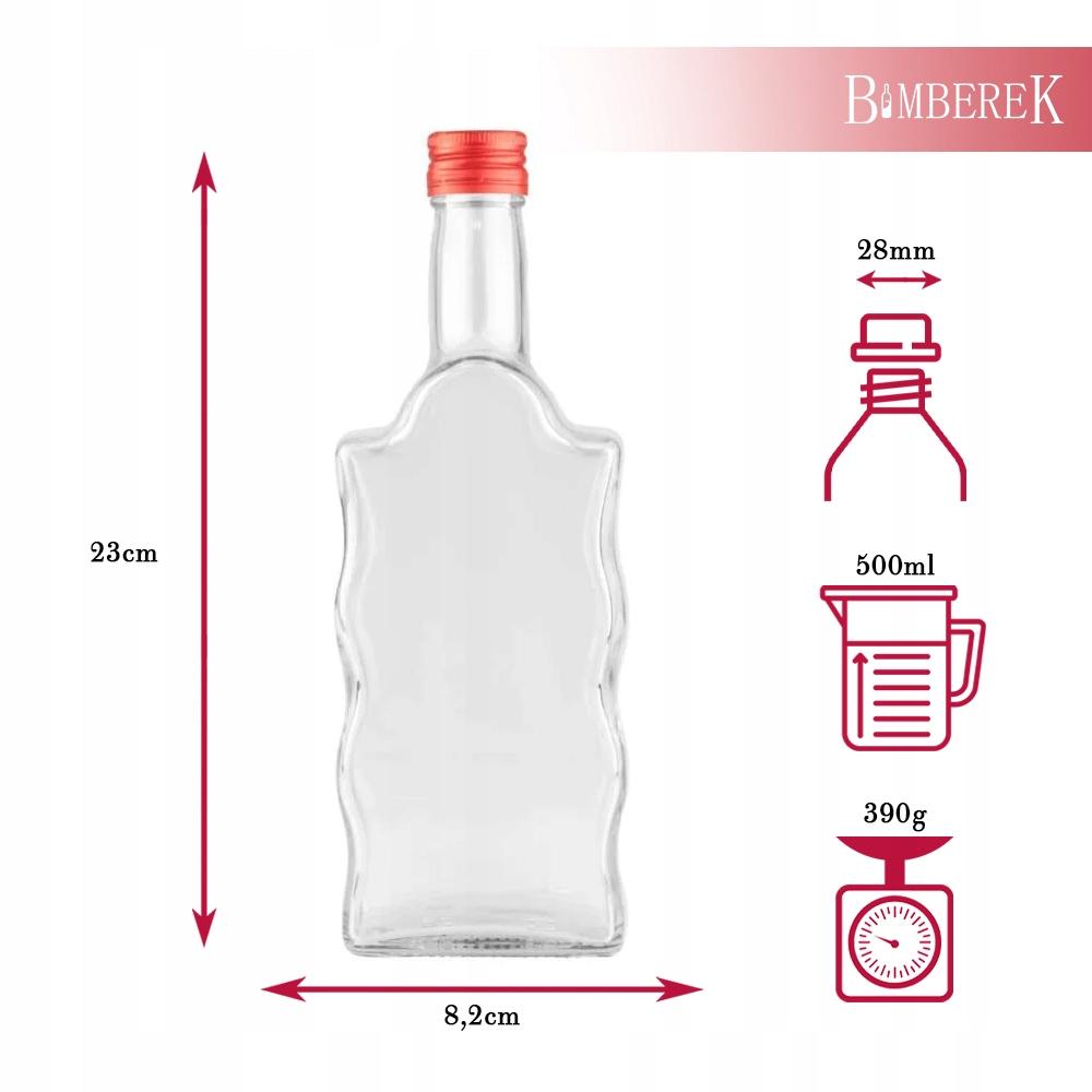 20X Wave Bottles 500 Ml + Cap For Moonshine Tinctures Wine Juice Liqueurs 0.5L