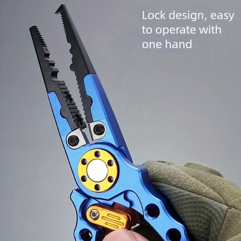 1pc Mini Aluminum Fishing Pliers with Locking Mechanism , Portable Multi-Functional Tool Suitable for Bait, Line and Hooks