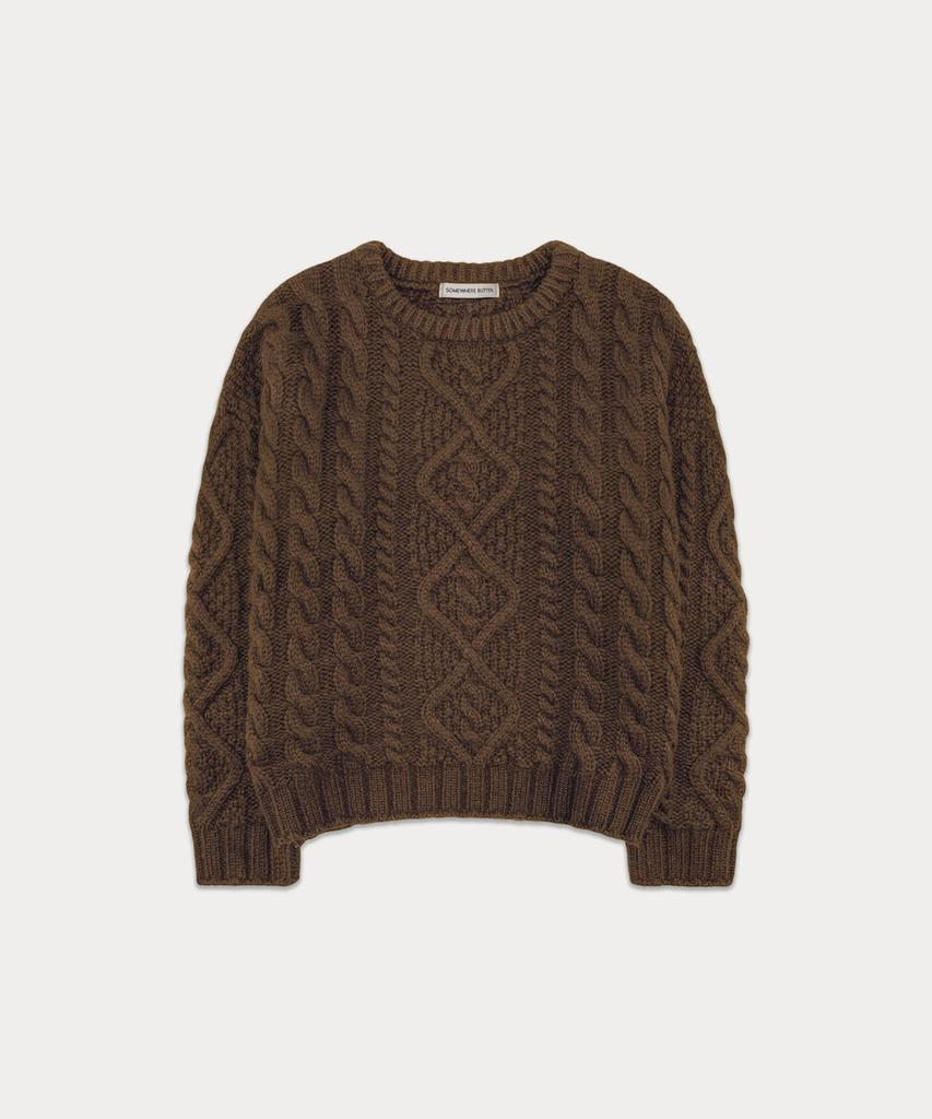 Sseomweeobeoteo Papa Wool Cable Knit - Brown