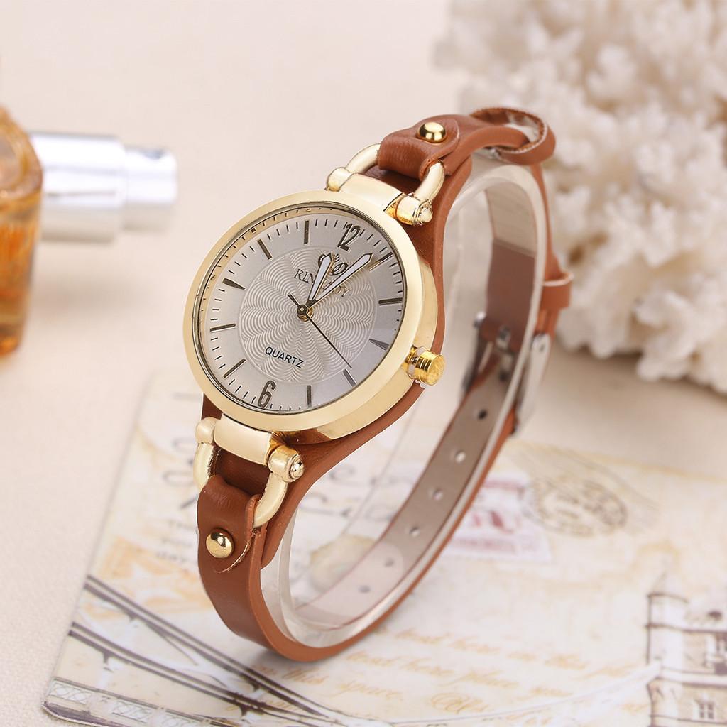 Punk Style Ladies Quartz Watch With Leather Strap For Casual Daily Wear