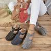 Dámske jednofarebné trendy sandále, retro topánky na platforme s uzavretou špičkou, všestranné letné topánky na nízkom klinu