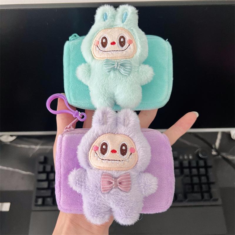 Labubu Full Body Ragbag Bunny Square Plush Coin Purse Portable Card Holder Carry-on Mini Bag CLE