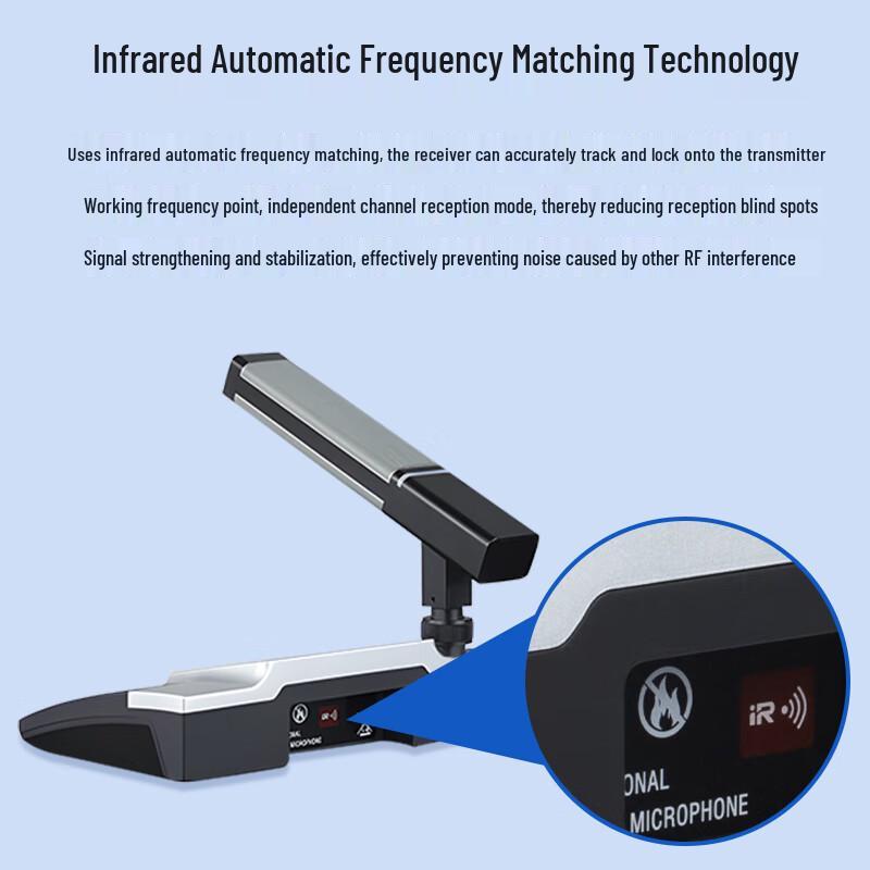 Weishu WSGF-C088 1-to-8 True Diversity Gooseneck Desktop Wireless Microphone System (CN Version)
