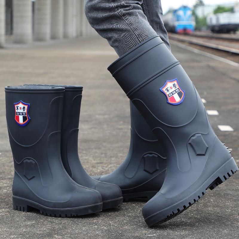 Outdoor work anti-smashing rain shoes men's embedded steel head protective water shoes anti-piercing non-slip rain boots high water boots