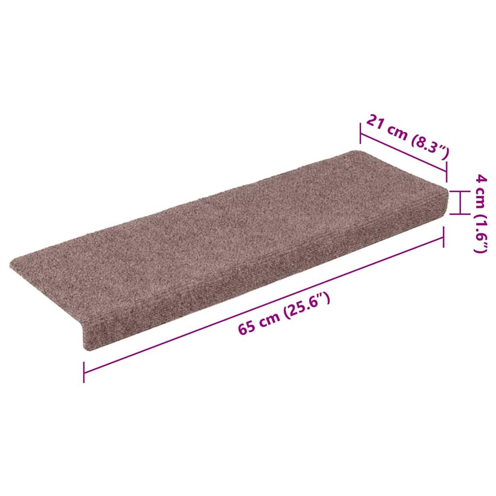 Self Adhesive Stair Treads 15 pcs 65 x 21 x 4 cm Light Brown Rectangular Edge