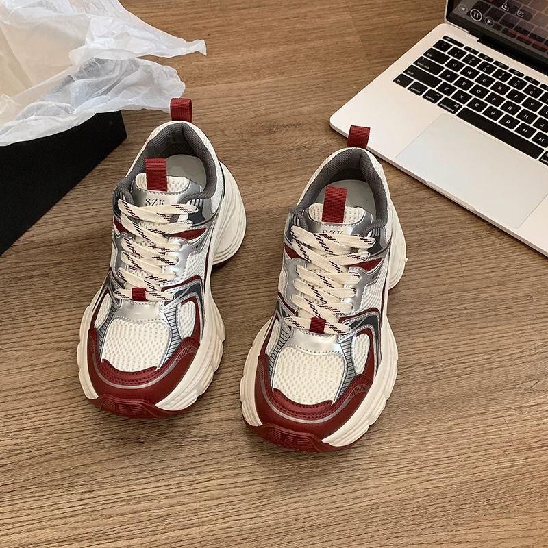 Daddy Shoes Women's 2025 New Spring Thick-soled Heightening Super Soft Casual Running Ultra-light and Lightweight Low-top Sports Shoes