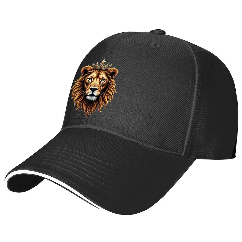 Casquette de baseball graphique Couronne de lion Polyester Réglable Casquette snapback décontractée pour adultes
