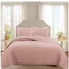 American-Style Quilted Cotton Bedspread Set - 3-Piece Washed Solid Color Bedding
