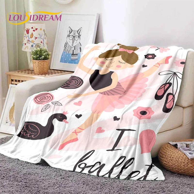 Cute Ballet Girl Ballerina Fairy Cartoon Soft Flannel Blankets,Throw Blanket Comfortable Blanket for Picnic Beds Sofa Bedroom 3D