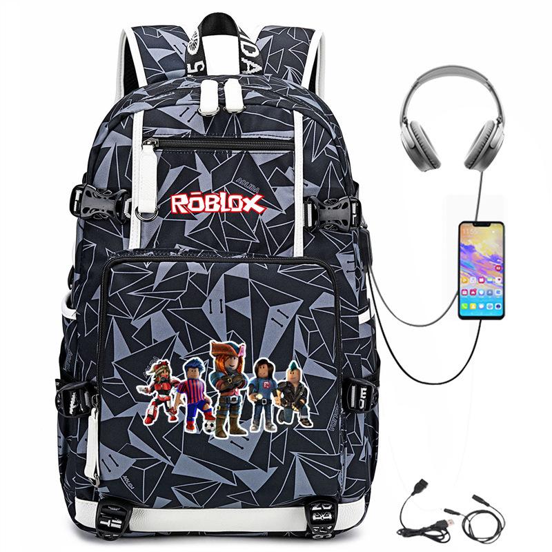 Cartoon Game USB Backpack Large Capacity Hiking Bag College Student Outdoor Travel Casual Daypack