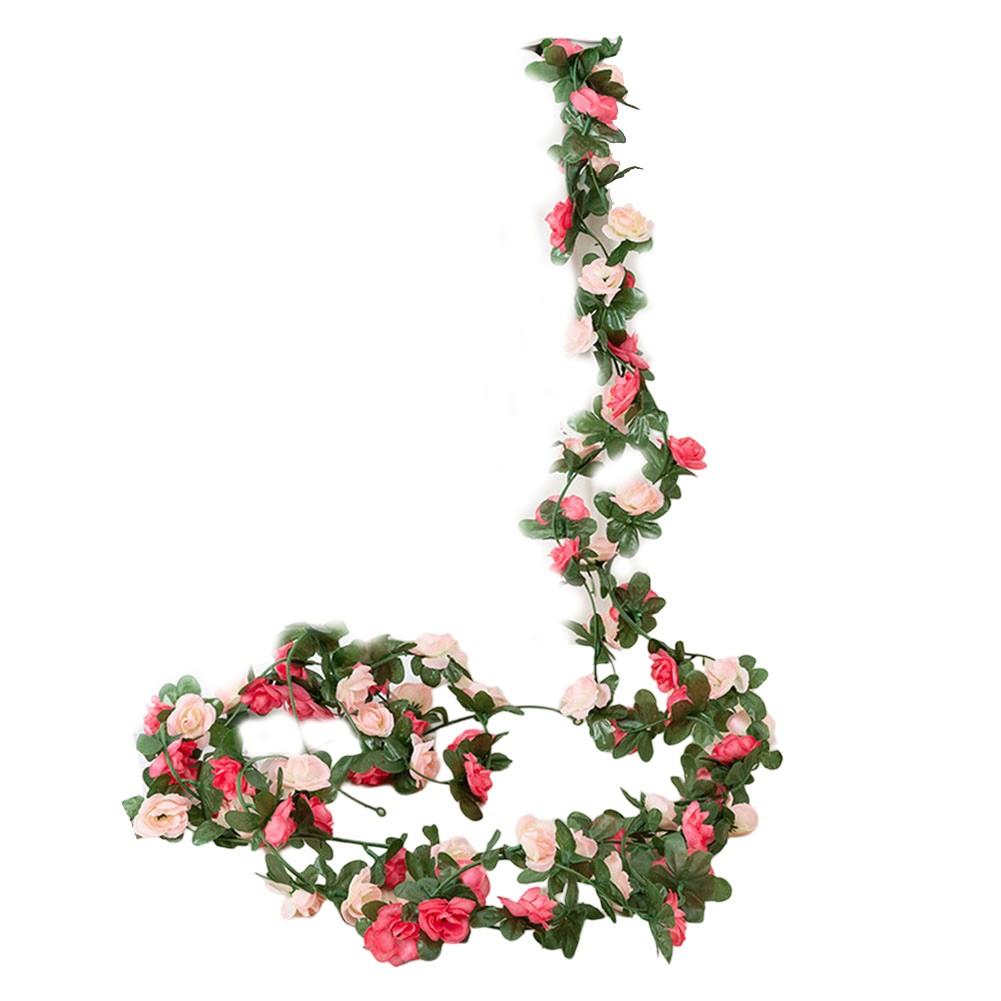 Beautiful And Lifelike Leaf Garland Vine Rose Vine Décor Silk Rose Garland