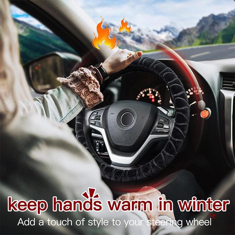 Soft Winter Warm Plush Car Steering Wheel Cover Universal 37-38cm Steering Wheel Cover for Car Auto Interior Accessories 7Colors