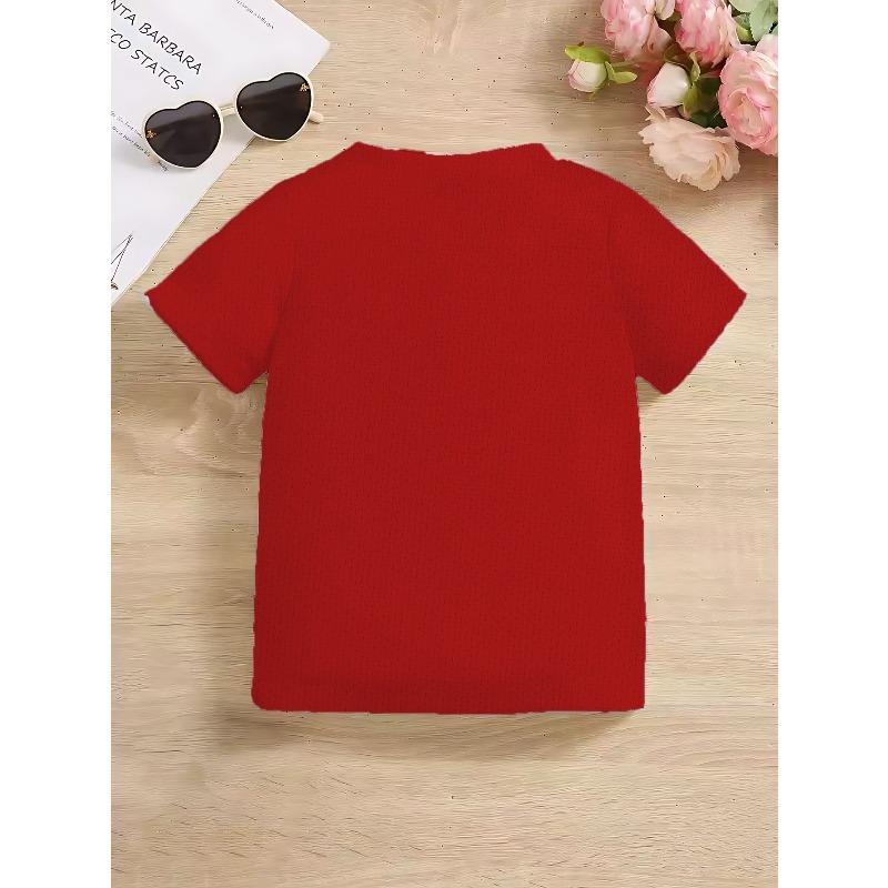 Girls Crewneck Summer Tee, Cute Cartoon Dinosaur Print