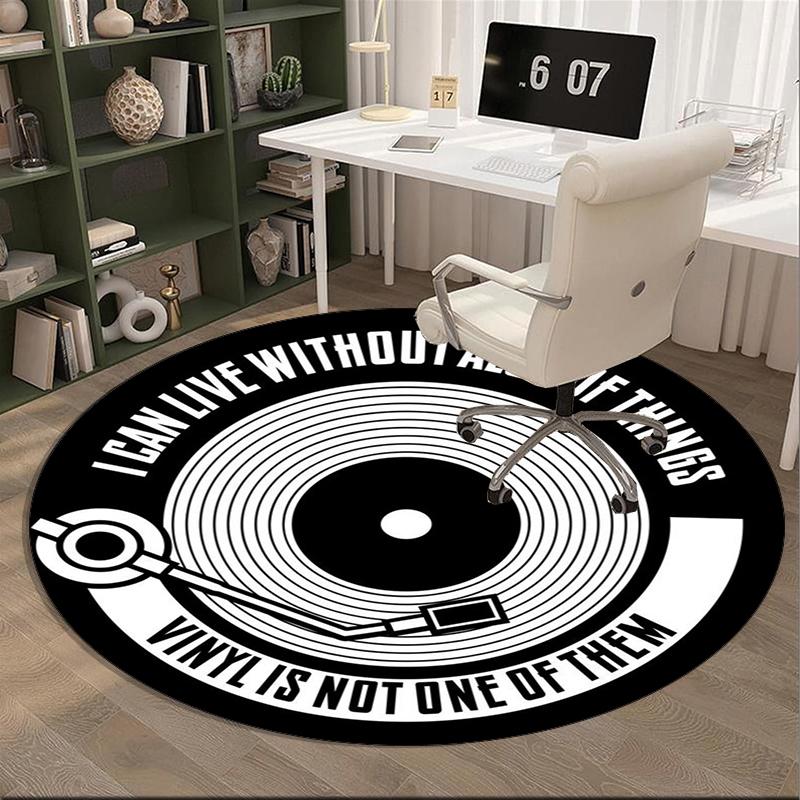 Music Harmony Symbol Round Carpet Chair Cushion Round Entryway Rug, Soft Round Rugs for Living Room, Bedroom, Circle Carpet Decor Gifts