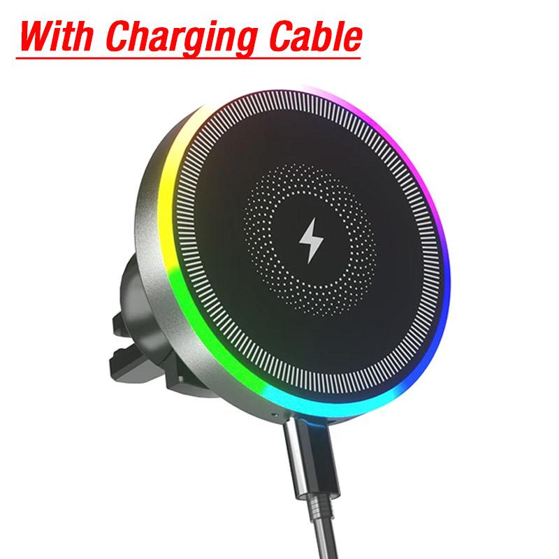 360° Rotation Car Air Vent Phone Magnetic Wireless Charger Holder Stand For iPhone 16 15 14 13 12 Pro Max Fast Charging Station