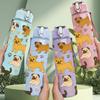 1PC Multi Breed Dog Love Text Collage 750ml Color Plastic Sports Water Bottle Leakproof Flip Straw Lid Suitable for Sports Office Home Use