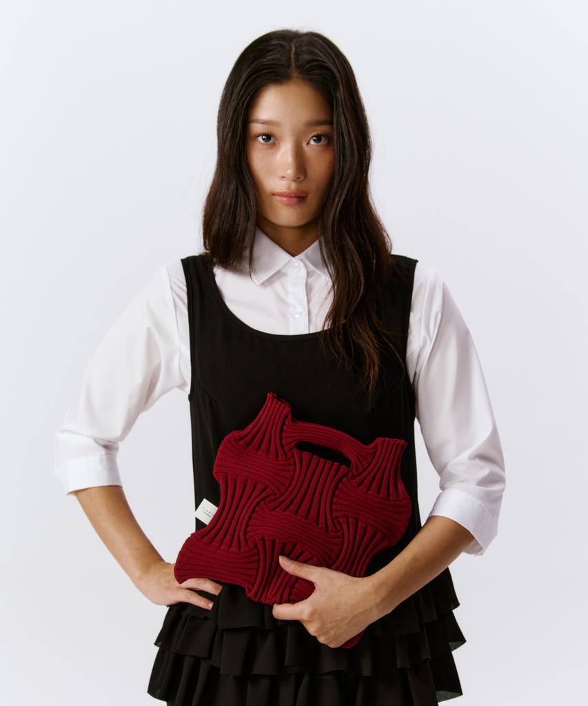 Pleatsmama New Bow Bag Burgundy