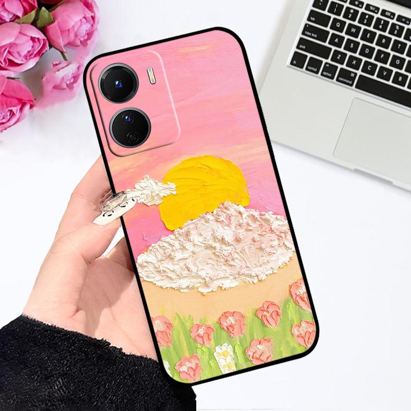Case For Y56 Y35 Y53T 5G Fundas Cute Fashion TPU Soft Silicone Black Matte Phone Cover For Vivo Y16 4G V2204 V2214  Coque Bumper