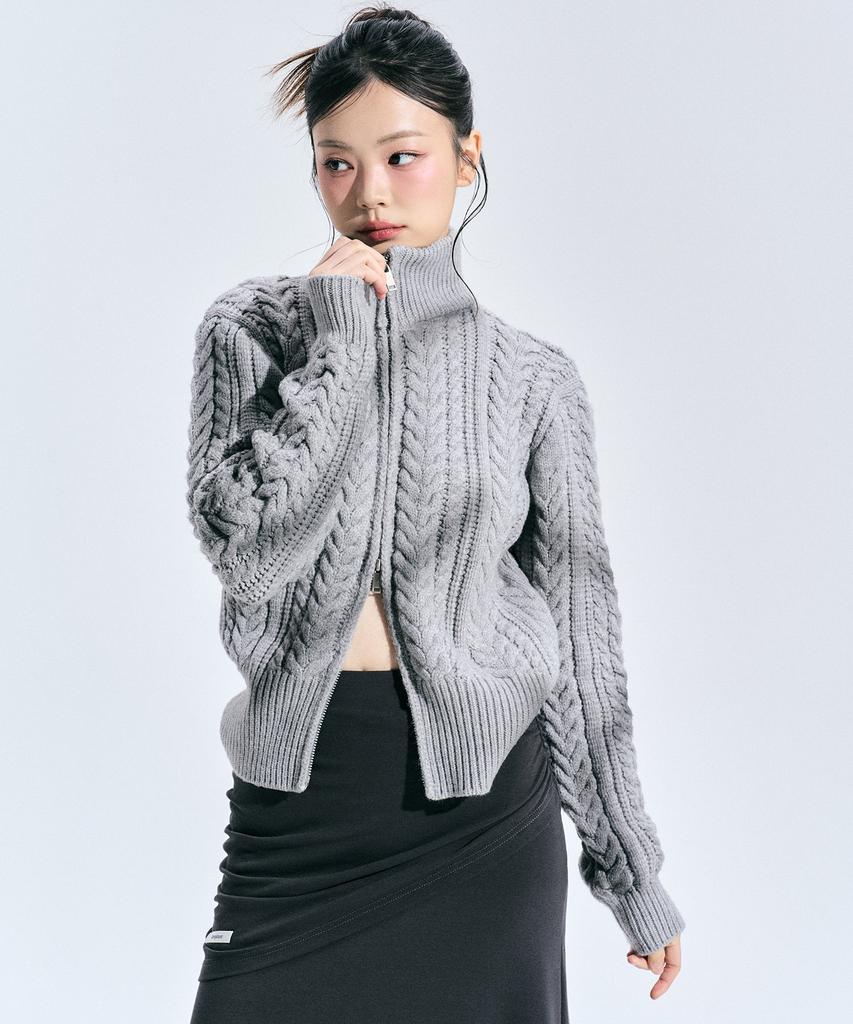 ZEROPLANET Eleanor Spray Knit Zip-Up [Grey]