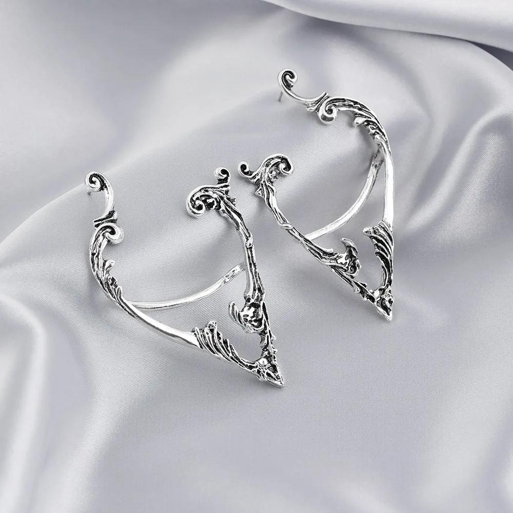 Fairy Punk Ear Cuff Goth Earring Dark Elf Ear Clip Earrings For Women Retro Silver Color Hip Hop Halloween Party Jewelry Gift