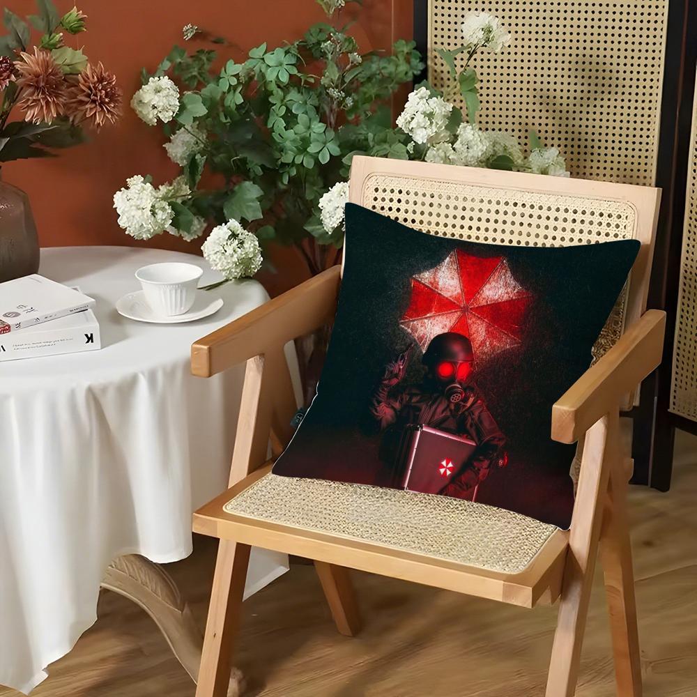 R-Resident E-Evil Cushion Cover Silky Short Plush Invisible Zipper Dustproof Sofa Pillow Case For Home Decor