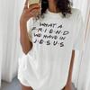 T-Shirt Casual Short Sleeve Faith Wounisex's Tops Clothing Jesus Inspirational Letter Print T-Shirt Fun Friends Religion
