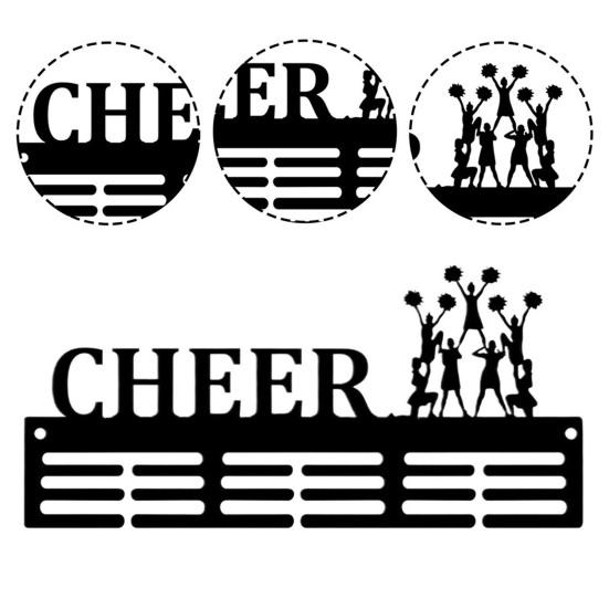 Wall Mounted Medal Hanger Black Metal Display Stand Cheerleader Silhouette Wall Decoration Medal Organizer Gift for Athletes