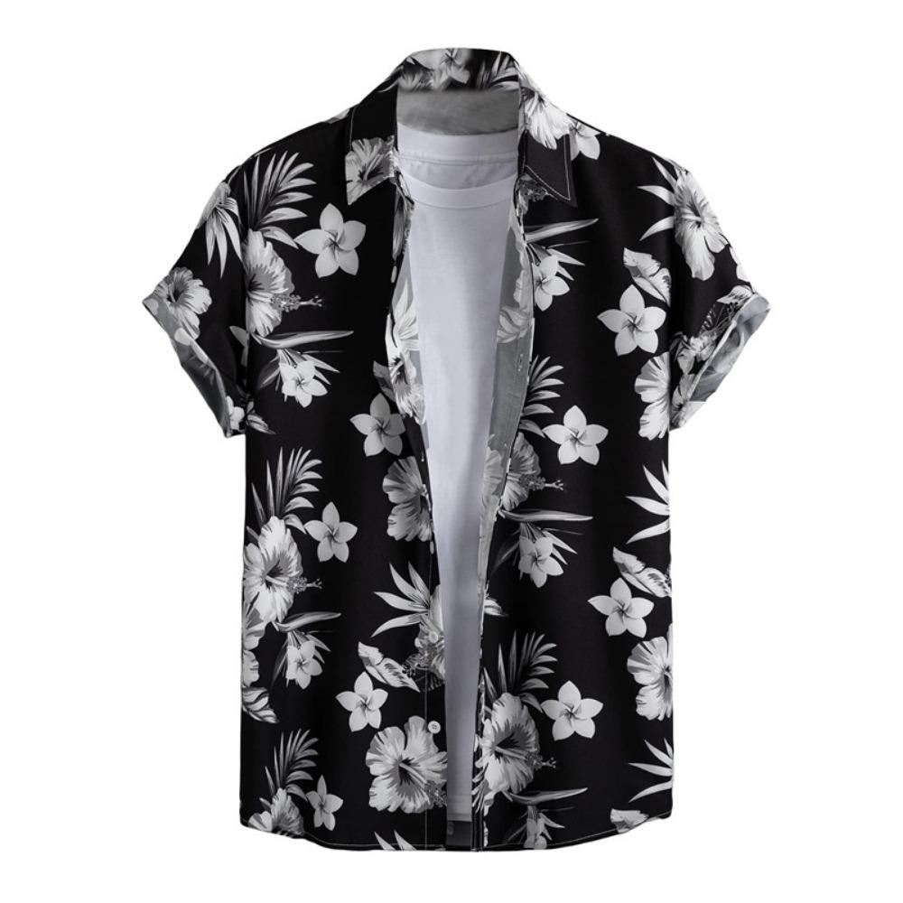 Retro Hawaïaanse Bloemenhemden Voor Mannen Zomer 3D Print Planten Bladeren Korte Mouwen Knopenhemden Strand Tops Blouse Kleding