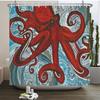 Octopus Seas Douchegordijnen Badgordijn 180*180cm Waterdicht Badkamer Woondecoratie Wasbaar Stoffen Badkamerscherm Met 12 Haken