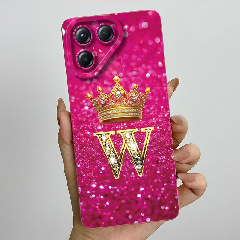 For Tecno Pova 7 Neo Phone Case Crown Initial Letters Liquid Silicone Dustproof Full Protection For Tecno Pova 7Neo Funda Coques