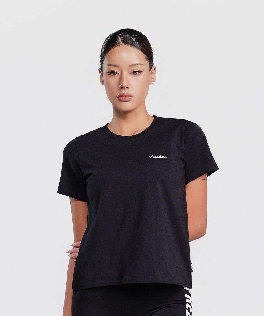 FREEDOM Women'S Small Logo Standard Fit Short Sleeve (Black)