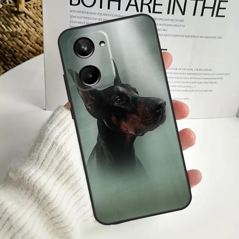 Capa para Celular Realme GT Neo 5 GT5 9 10 11 12 Pro Plus C30 C31 C33 C35 C25s C21Y C51 C55 C67 C53 com Estampa de Cachorro Doberman