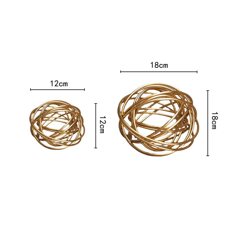 Metal Handicraft Golden Thread Geometric Hollow Balls Golden Winding Ball Metal Decorative Figurines Room Decoration Accessories