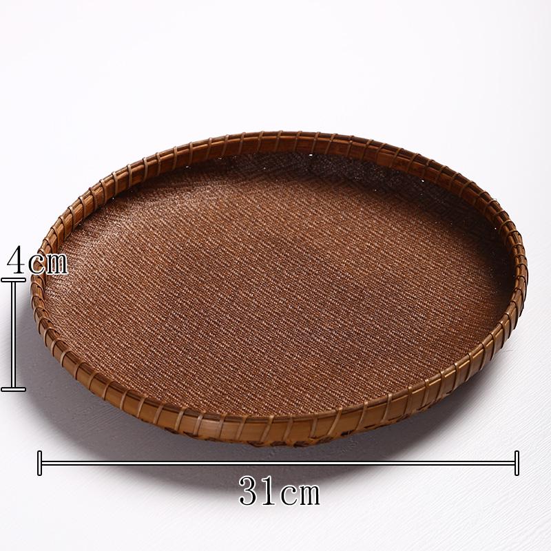 Lacquered Bamboo Woven Basket: Round Retro Fruit, Snack, and Tea Tray