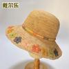 Lafite Straw Hat Handmade Hook Flower Bucket Hat Women'S Spring And Summer Breathable Sunshade Sunscreen Hat Supply