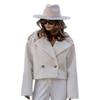 Windproof Women Jacket Fall Winter Outwear English Style Turn Down Collar Chest Pockets Single Breasted