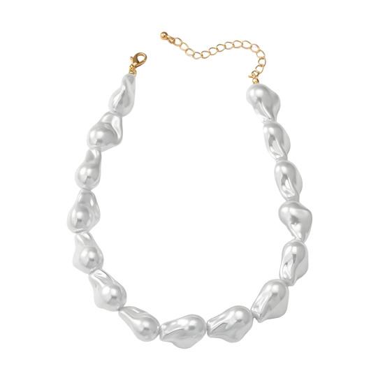Women Faux Pearl Necklace Earring Bracelet Vintage French Wedding Party Bride Large Fake Baroque Pearl Statement Necklace
