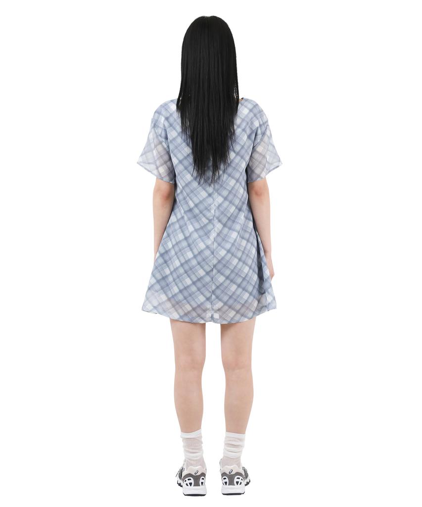 Catharsis Chiffon Mini Dress Blue Check One Size