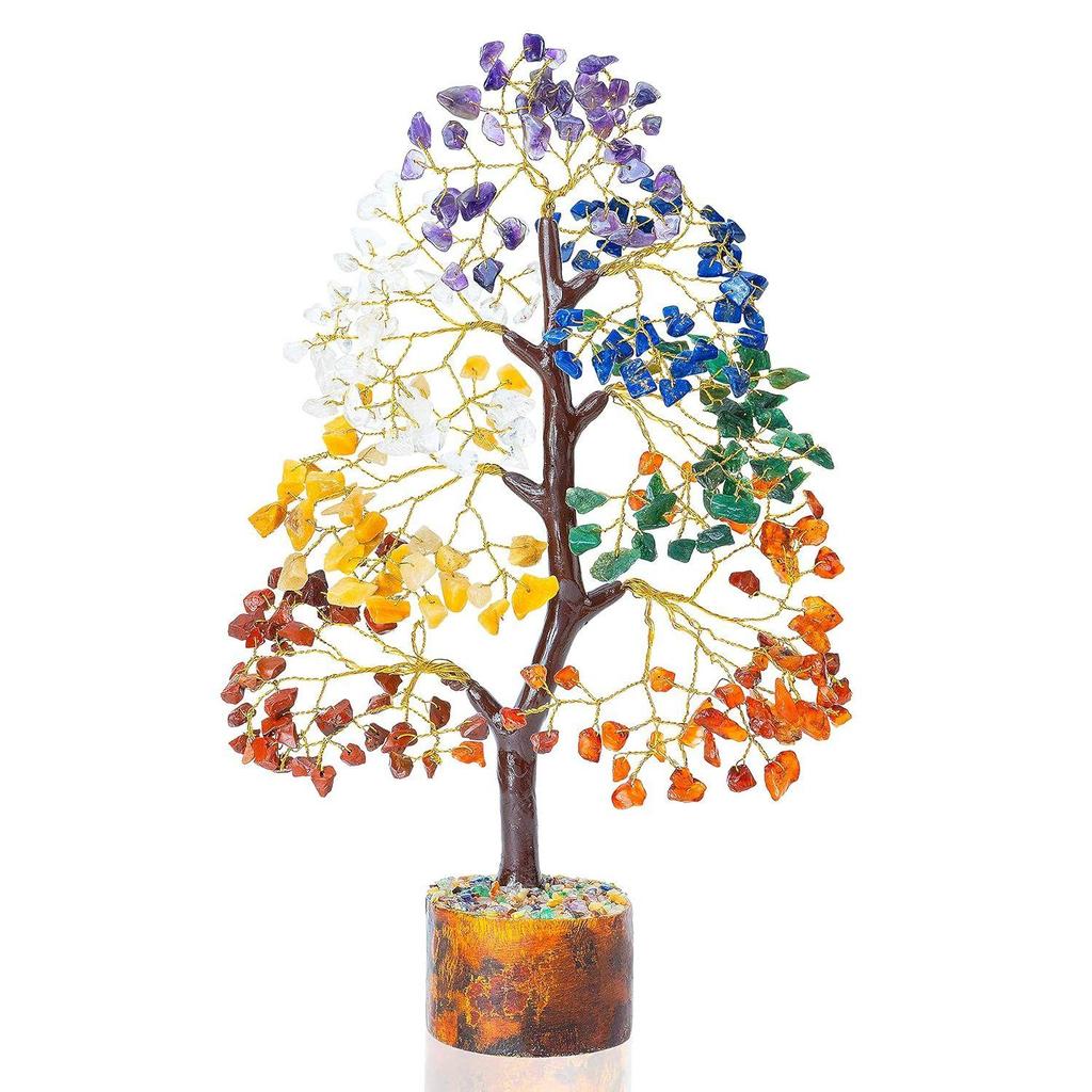 Seven Chakra Crystal Tree of Life - Good Luck Money Tree, Positive Energy Feng Shui Bonsai, Home Décor, Spiritual Gift Item,