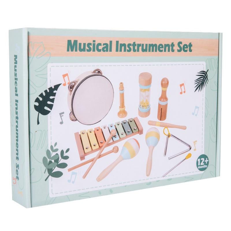 Wooden Musical Percussion Set for Kids - 9-Piece Educational Toy