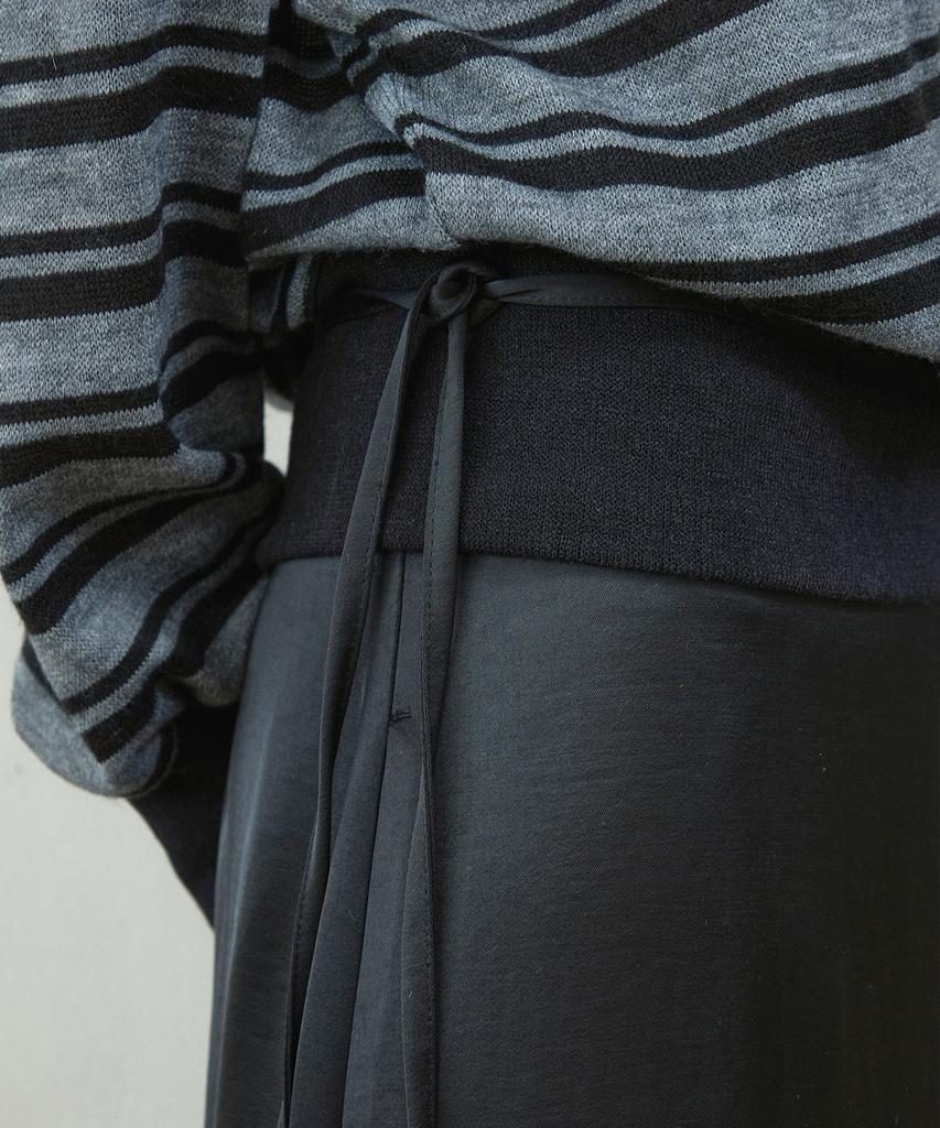 Your Wrap Tie Satin Skirt / Black