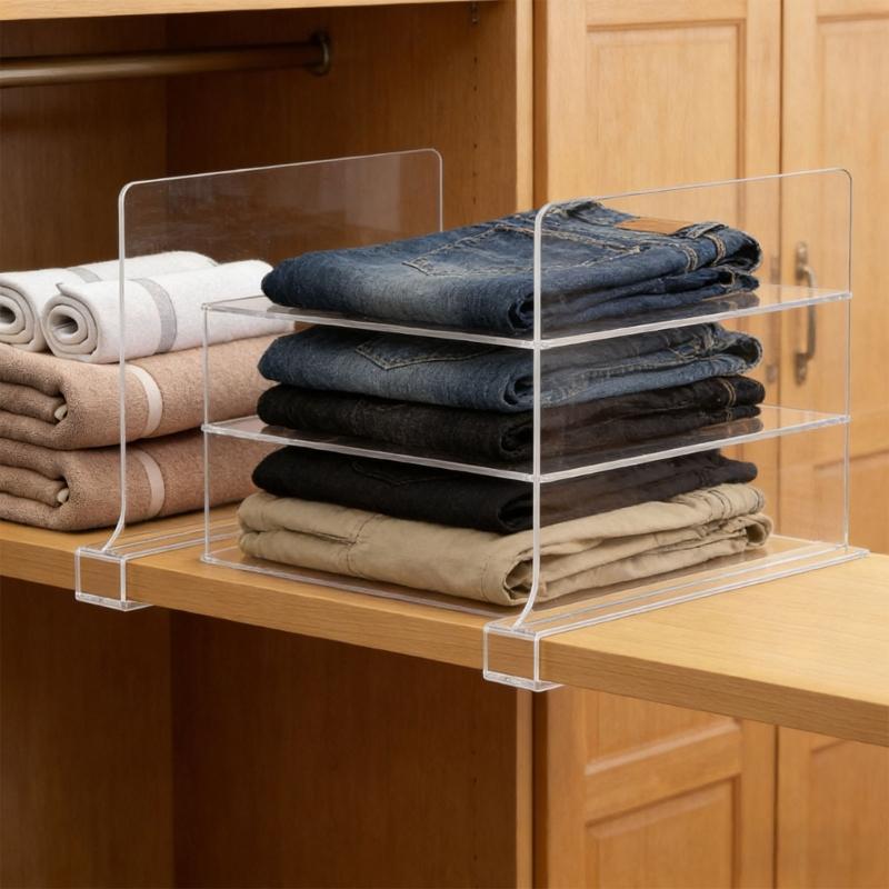 Pack of 6 Easy Install No Tools Needed transparents Shelf Dividers for Cabinet Organization Renters Friendly Home Use