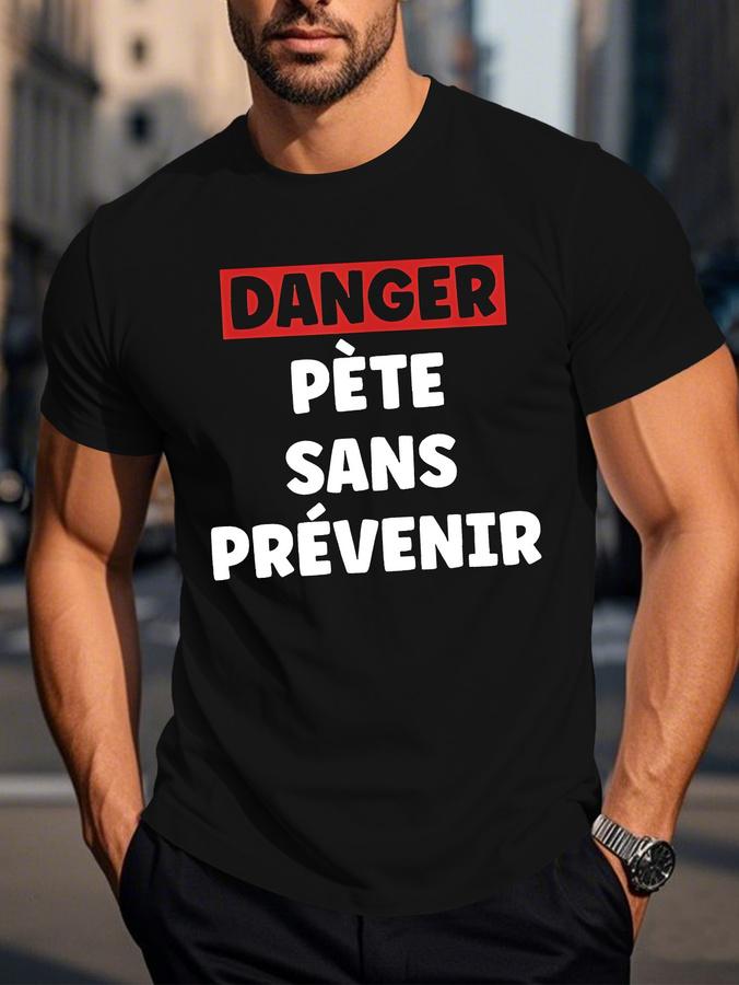 Unisexs Fun French Humor Graphic Tshirt Danger Im French Slogan With Geometric Print Bright Blue Casual Summer Top Lightw