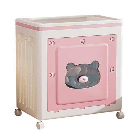 Stackable Storage Bin with Lid Foldable Storage Box with Door And Casters Collapsible Rolling Organizer for Bedroom Closet Living Room