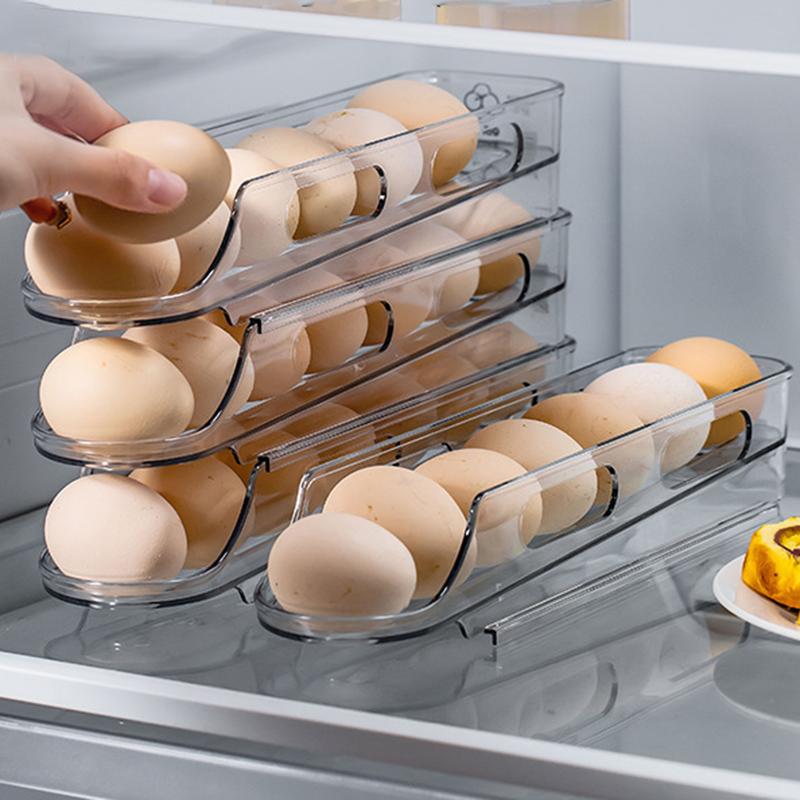 1/2/3-Layer Egg Storage Box Automatic Rolling Eggs Holder Rack Ladder Refrigerator Eggs Dispenser Egg Organizer Holder Kitchen
