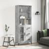 Vidaxl Display Cabinet, Concrete Grey 69.5X34X180 Cm Wood-Based Material